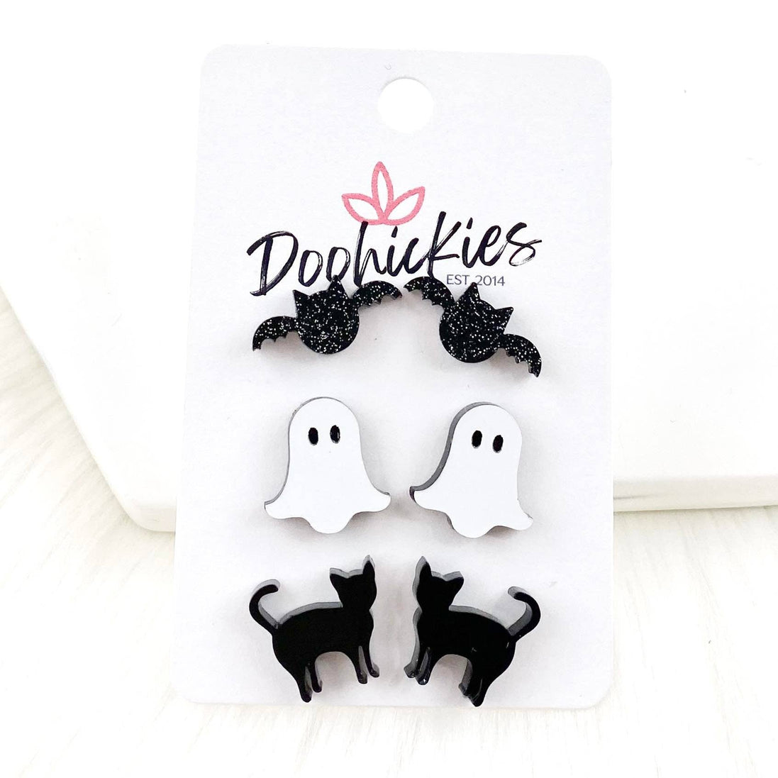 Glittery Bats/Ghost/Black Cats - Halloween Earrings