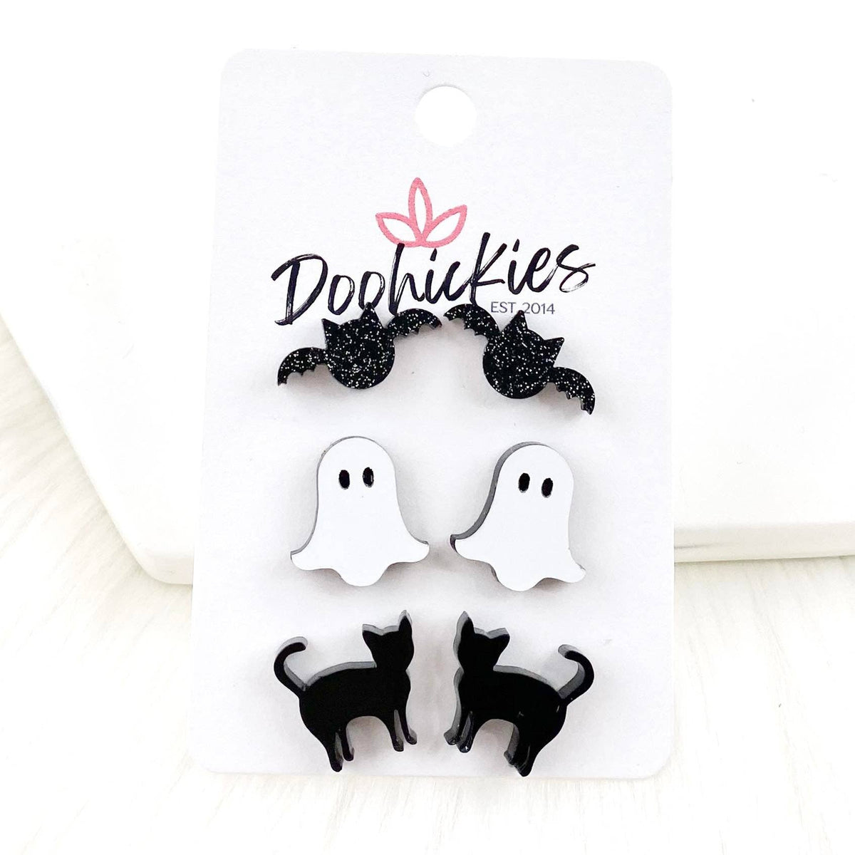 Glittery Bats/Ghost/Black Cats - Halloween Earrings