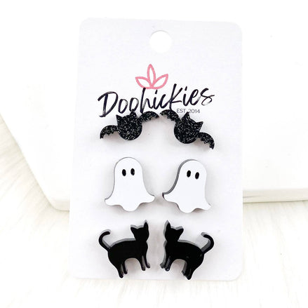 Glittery Bats/Ghost/Black Cats - Halloween Earrings