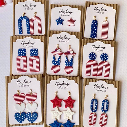 Red, White & Blue Clay Earrings