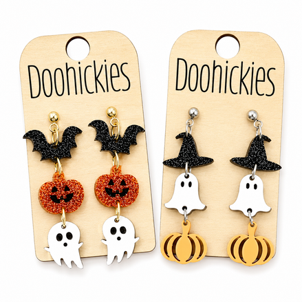 Spooky Trifecta Dangle Collection - Halloween Earrings