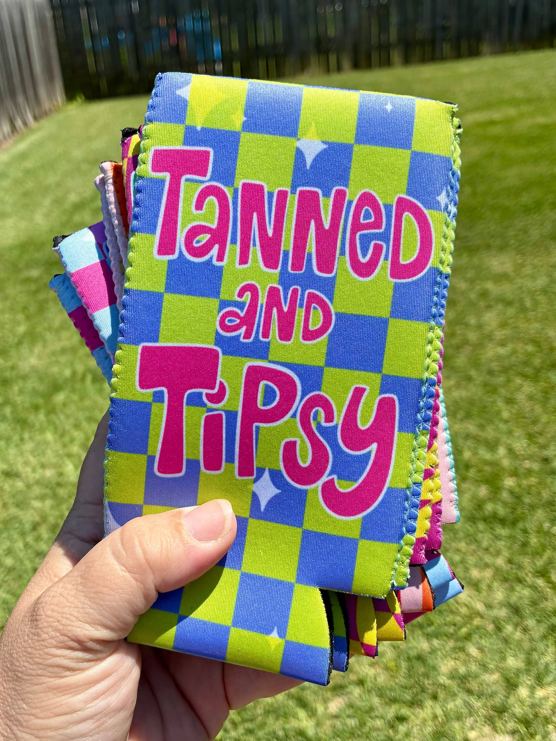 Tanned and Tipsy Summer Koozie