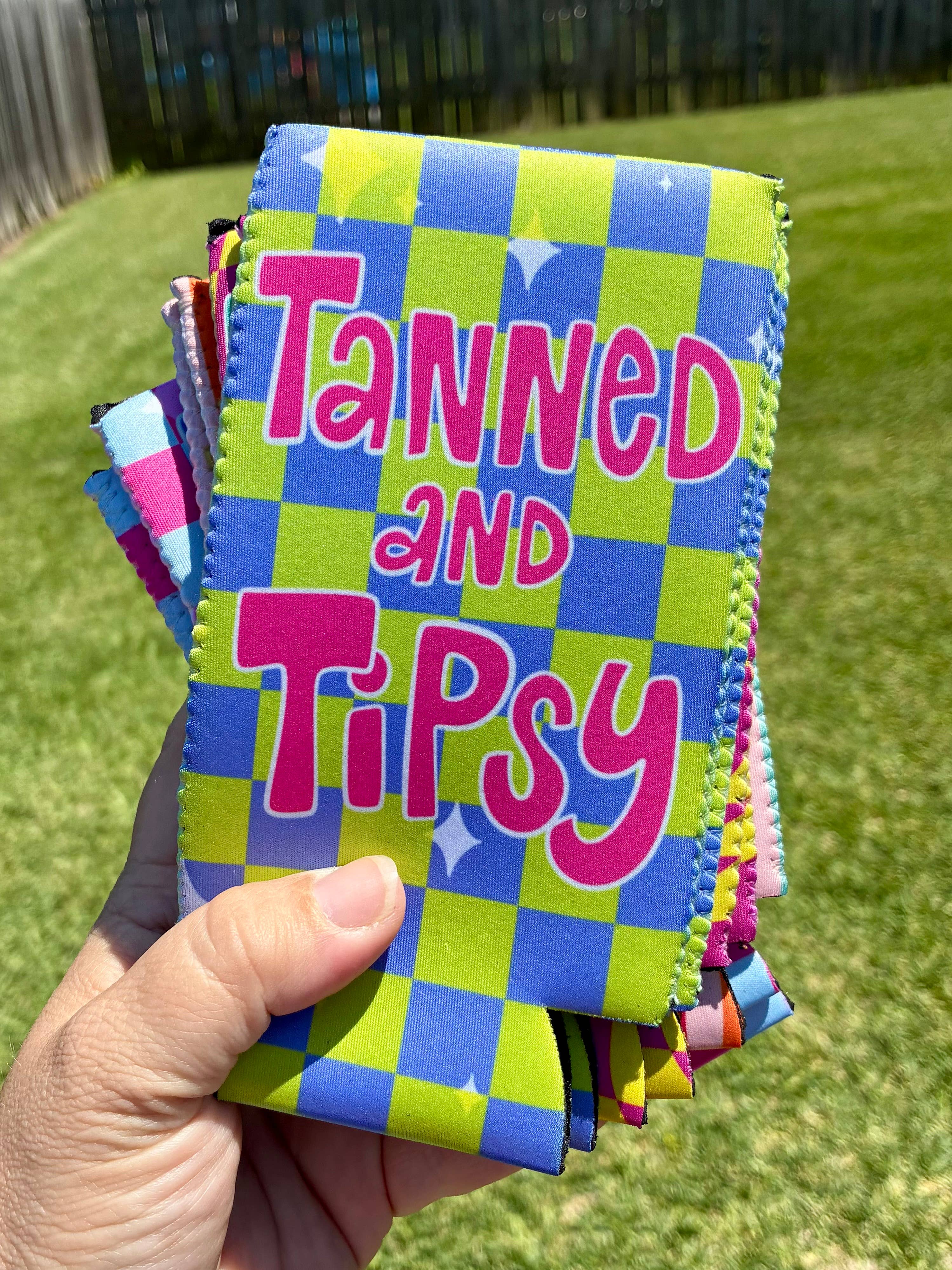 Tanned and Tipsy Summer Koozie