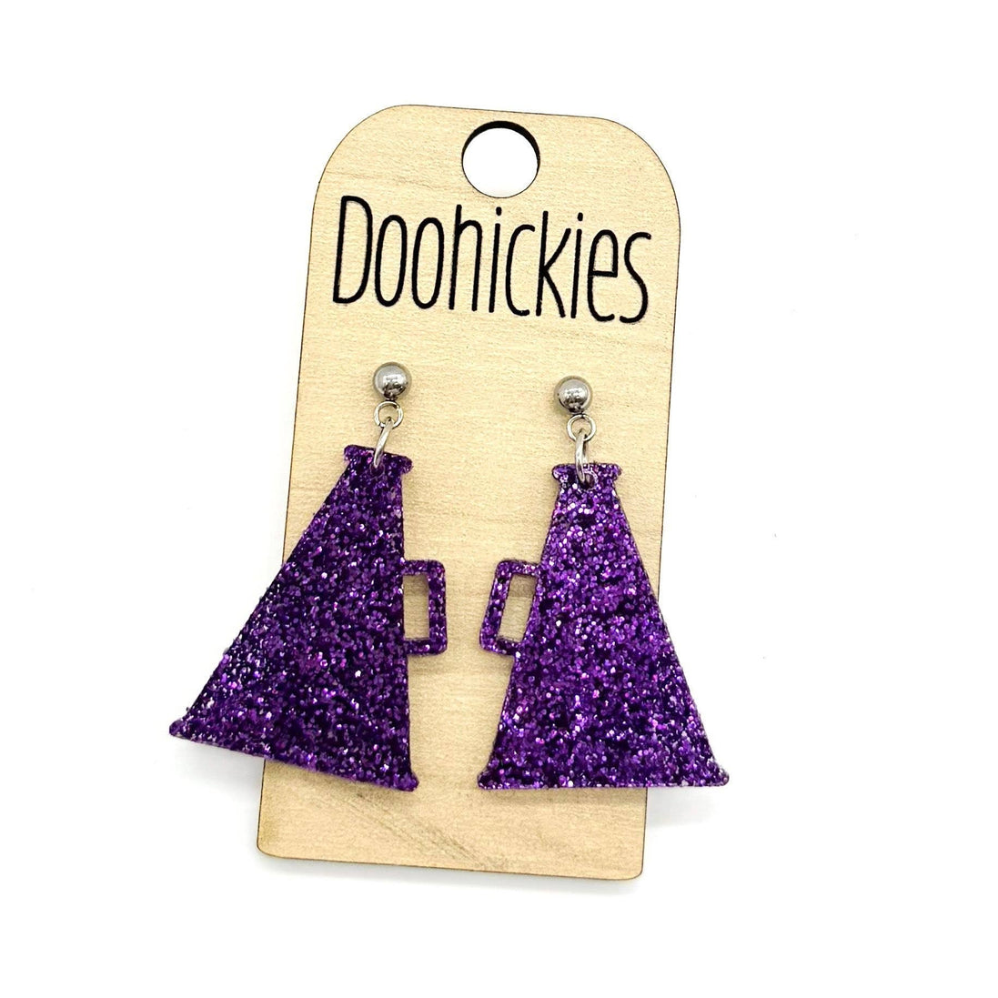 Glitter Cheer Megaphone Dangles - Custom Spirit Earrings