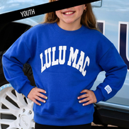Lulu Mac Kid Sweatshirt ROYAL WITH WHITE PUFF