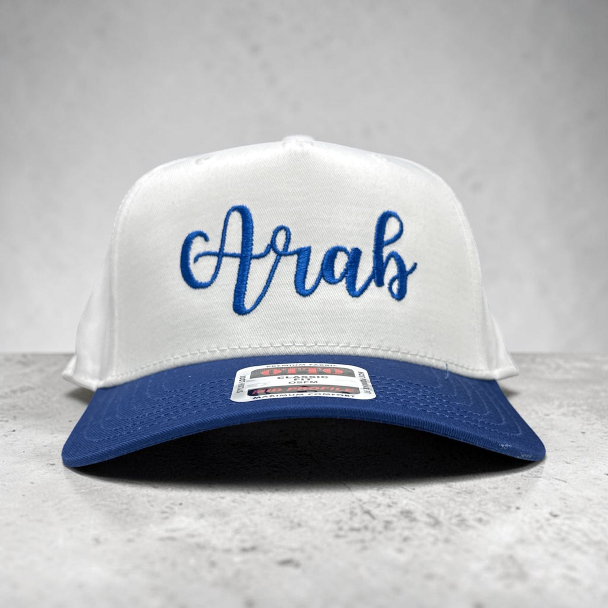 Script Arab Hat – Otto Mid-Profile Classic Fit (White/Royal)
