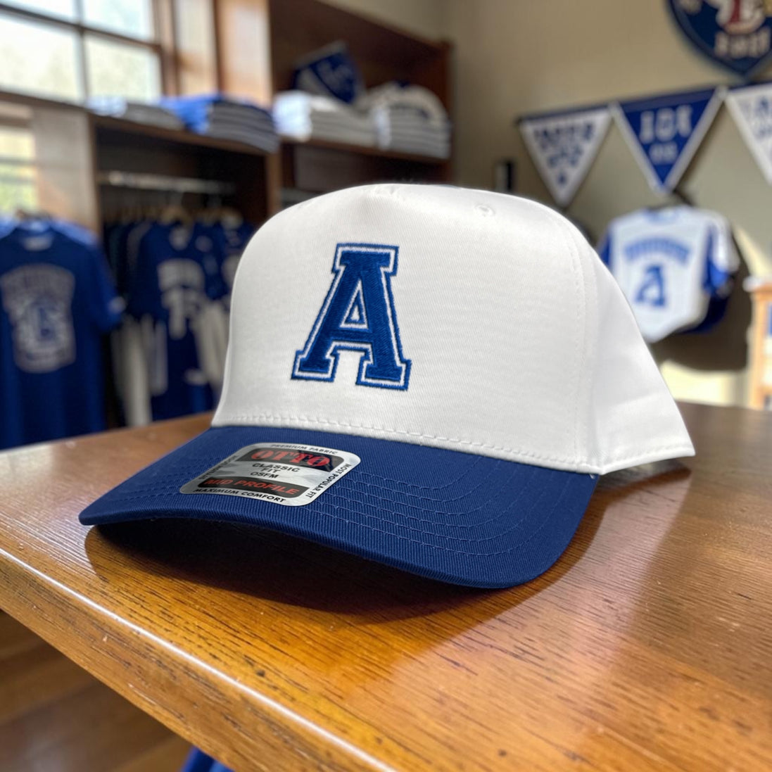 Arab "A" Embroidered Otto OSFM Mid-Profile Hat – White/Royal
