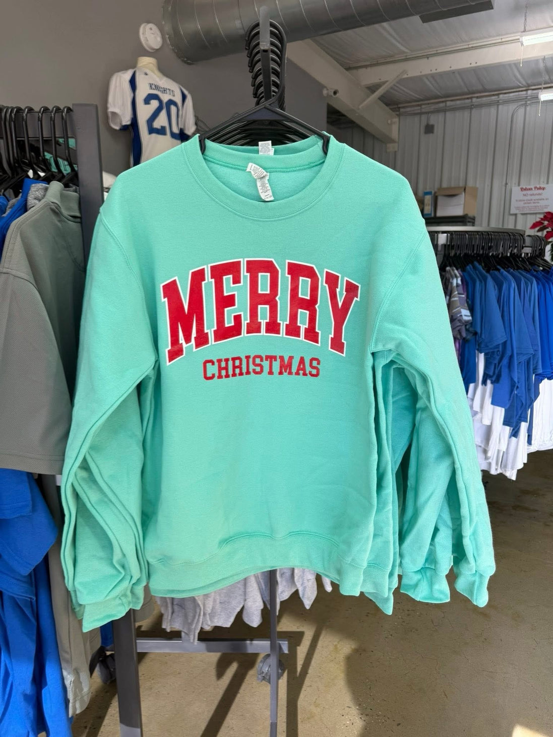 Jerzees Cool Mint "Merry Christmas" Sweatshirt