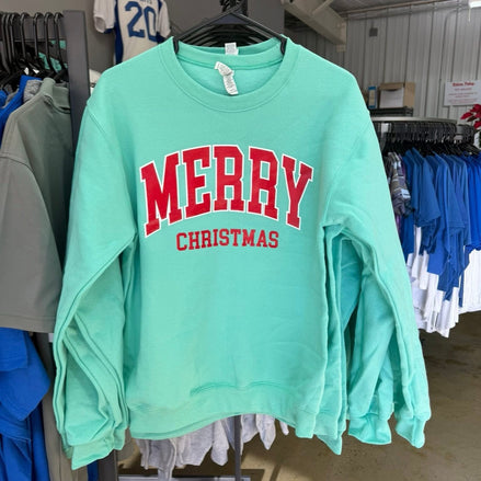 Jerzees Cool Mint "Merry Christmas" Sweatshirt