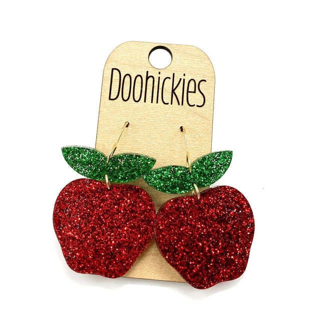 Glitter Apple Acrylics - Back to School Teacher Earrings