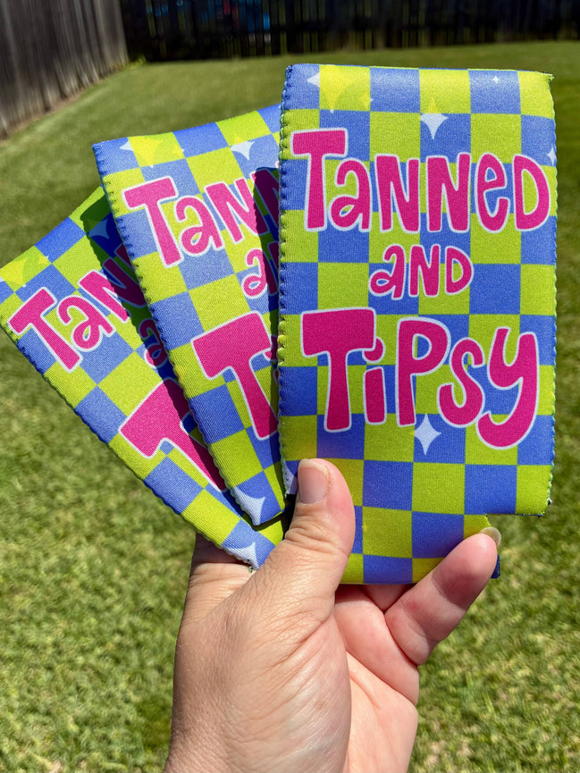 Tanned and Tipsy Summer Koozie