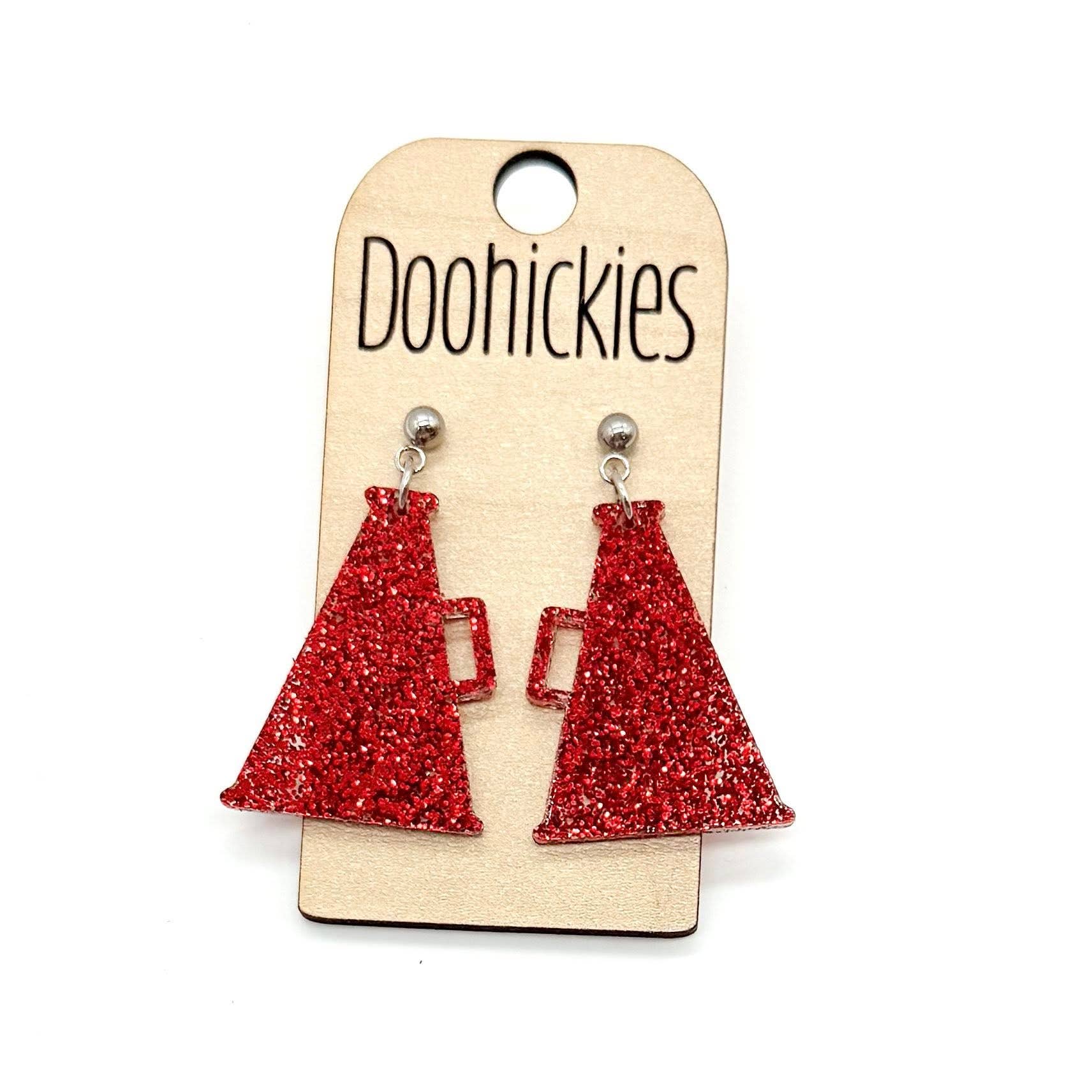 Glitter Cheer Megaphone Dangles - Custom Spirit Earrings